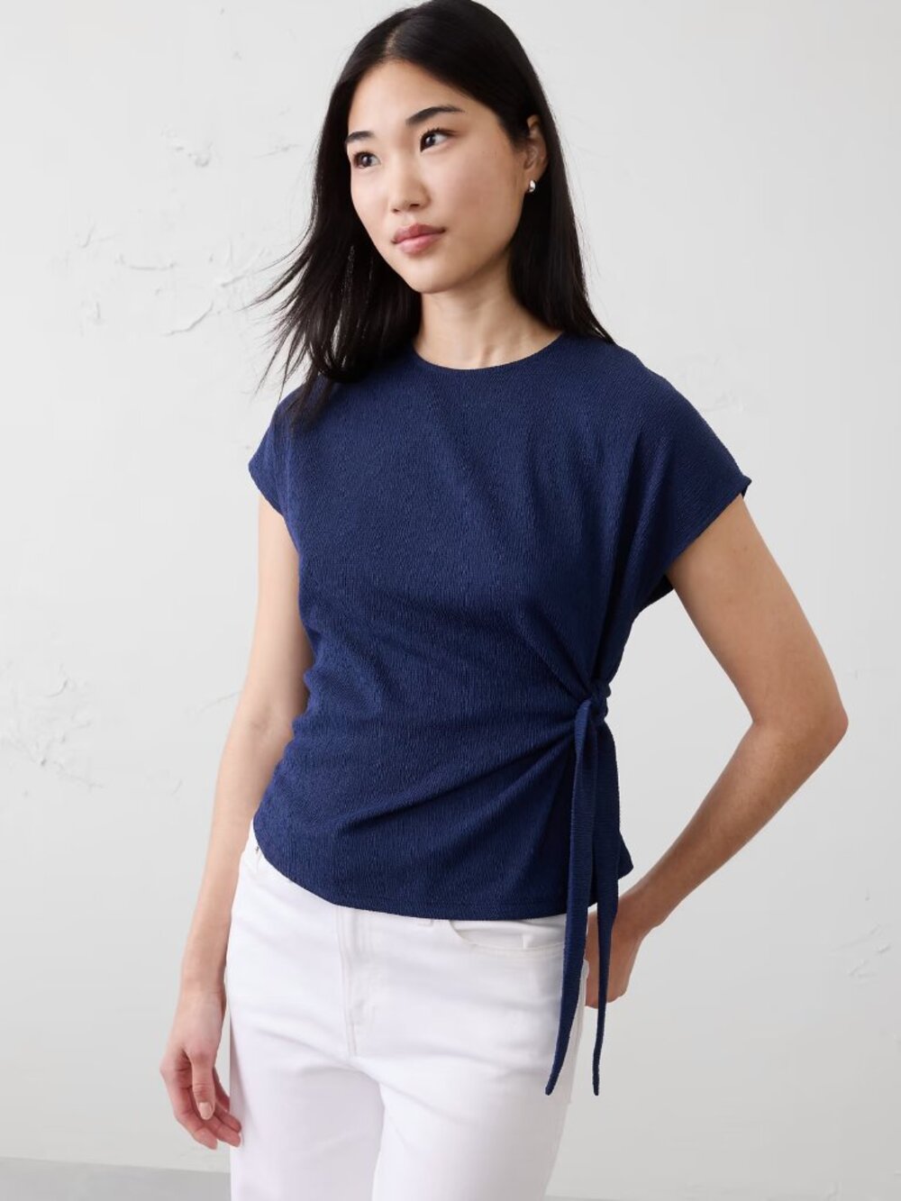 Banana Republic Textured Smocked Side-Tie Top